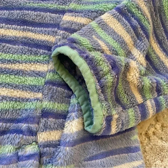 The North Face Osolita Zip Up Fleece Jacket Sweater Grapemist Blue Wavy Stripe:L - Picture 5 of 13